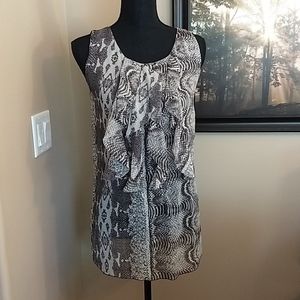 Quintessential Women’s Sheer Snakeskin Blouse Size M scoop neck‎ & decorative